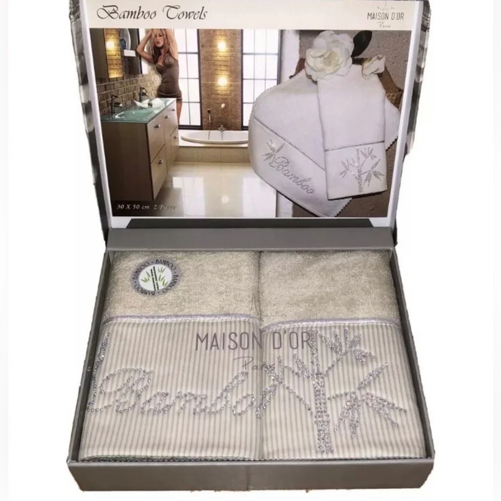 Maison D’or bamboo hand towels set